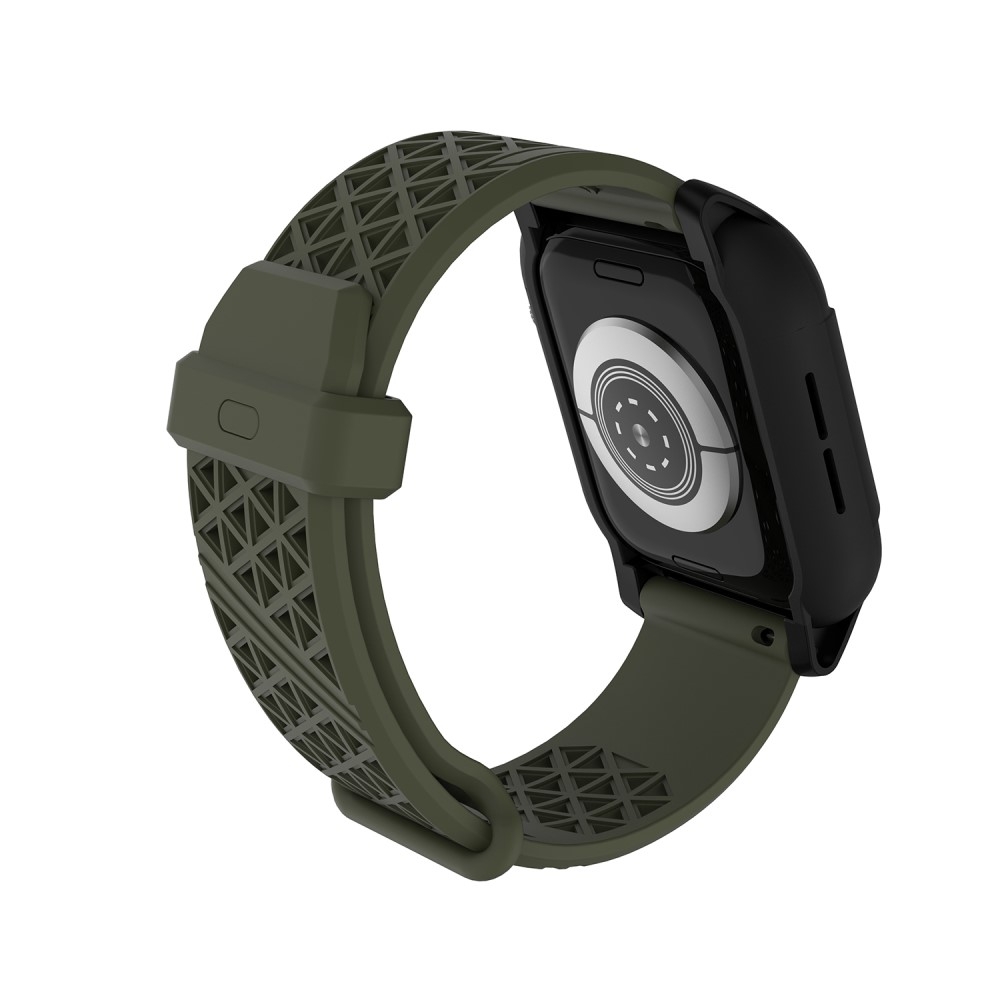 (Gr. M) 2in1 Apple Watch (44 mm) Silikon Armband   Bumper Case (Gelenkumfang 165-228 mm) - Grün / Schwarz