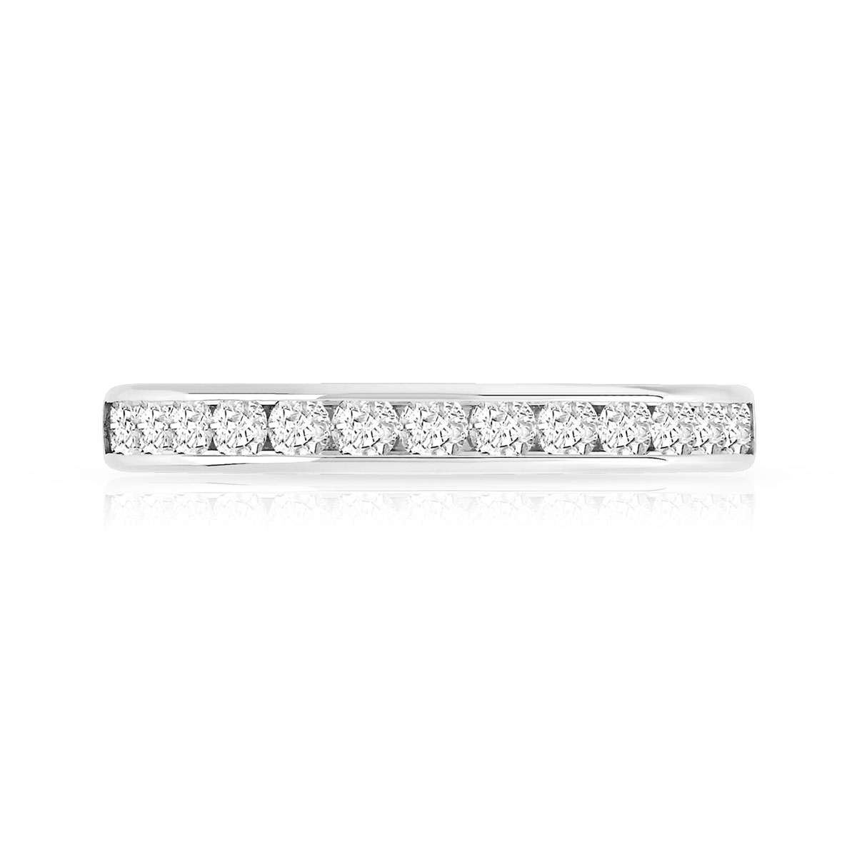 Alliance demi-T or 750 blanc diamants synthétiques 0.50 carat