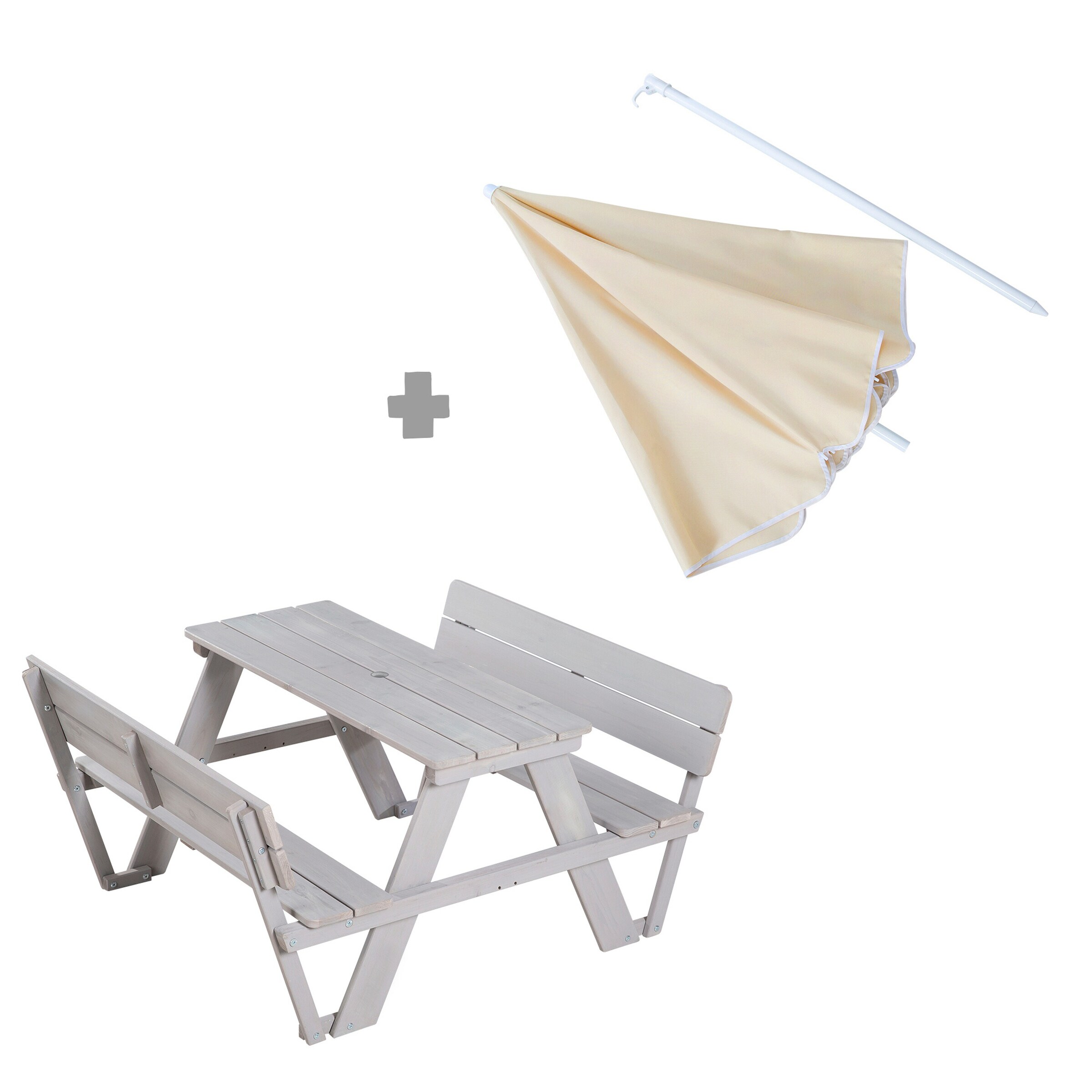 roba Kindersitzgruppe 'PICKNICK for 4' Outdoor +, mit Lehne, mit Schirm Set Outdoor +