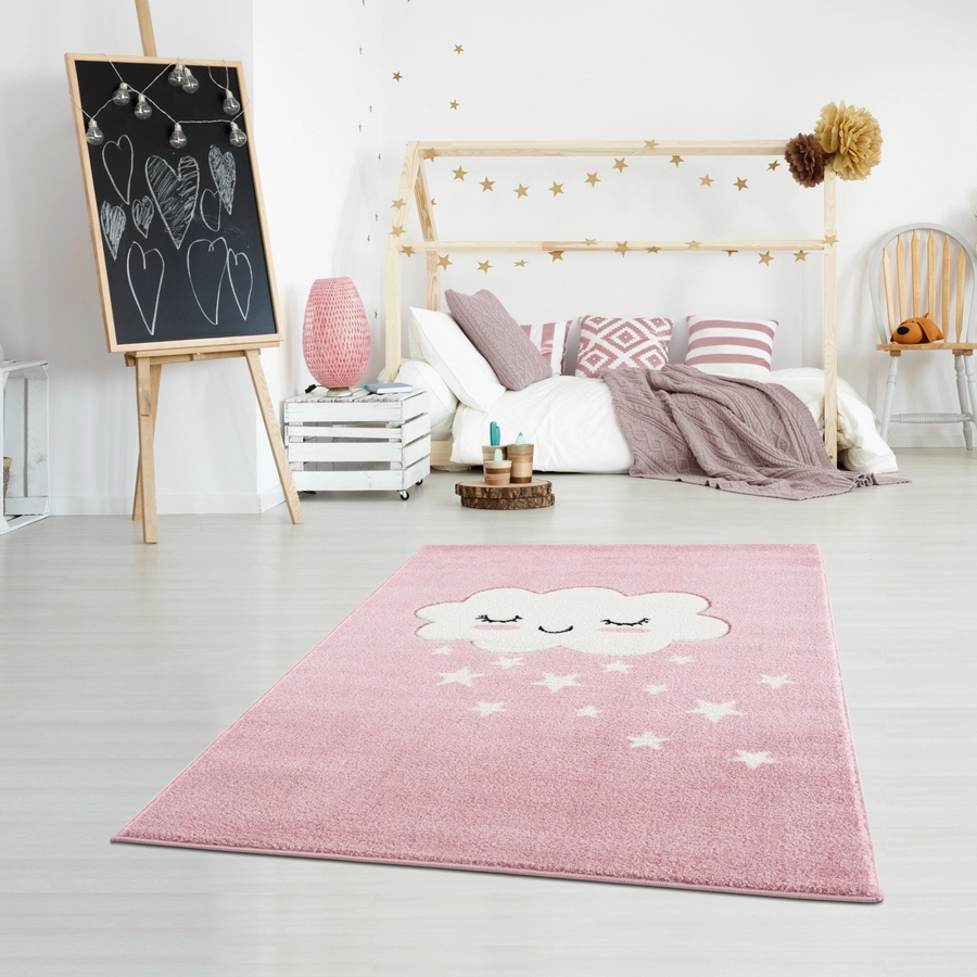 LIVONE Kinderteppich Kids love Rugs WOLKE rosaweiss