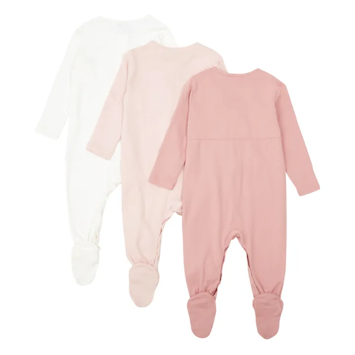 Bonpoint Set 3 Pyjamas à Pieds Coton Bio Cosima | Vieux Rose
