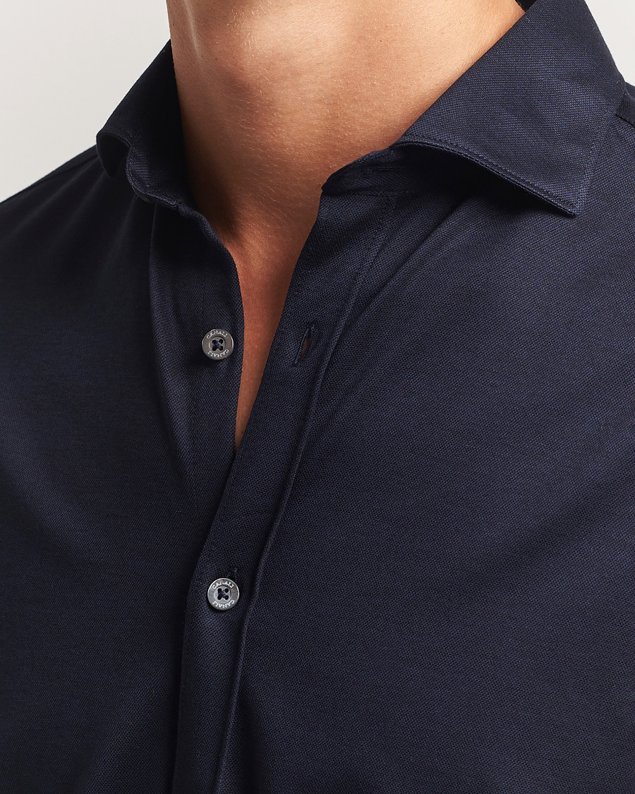 Canali Jersey Piquet Shirt Navy