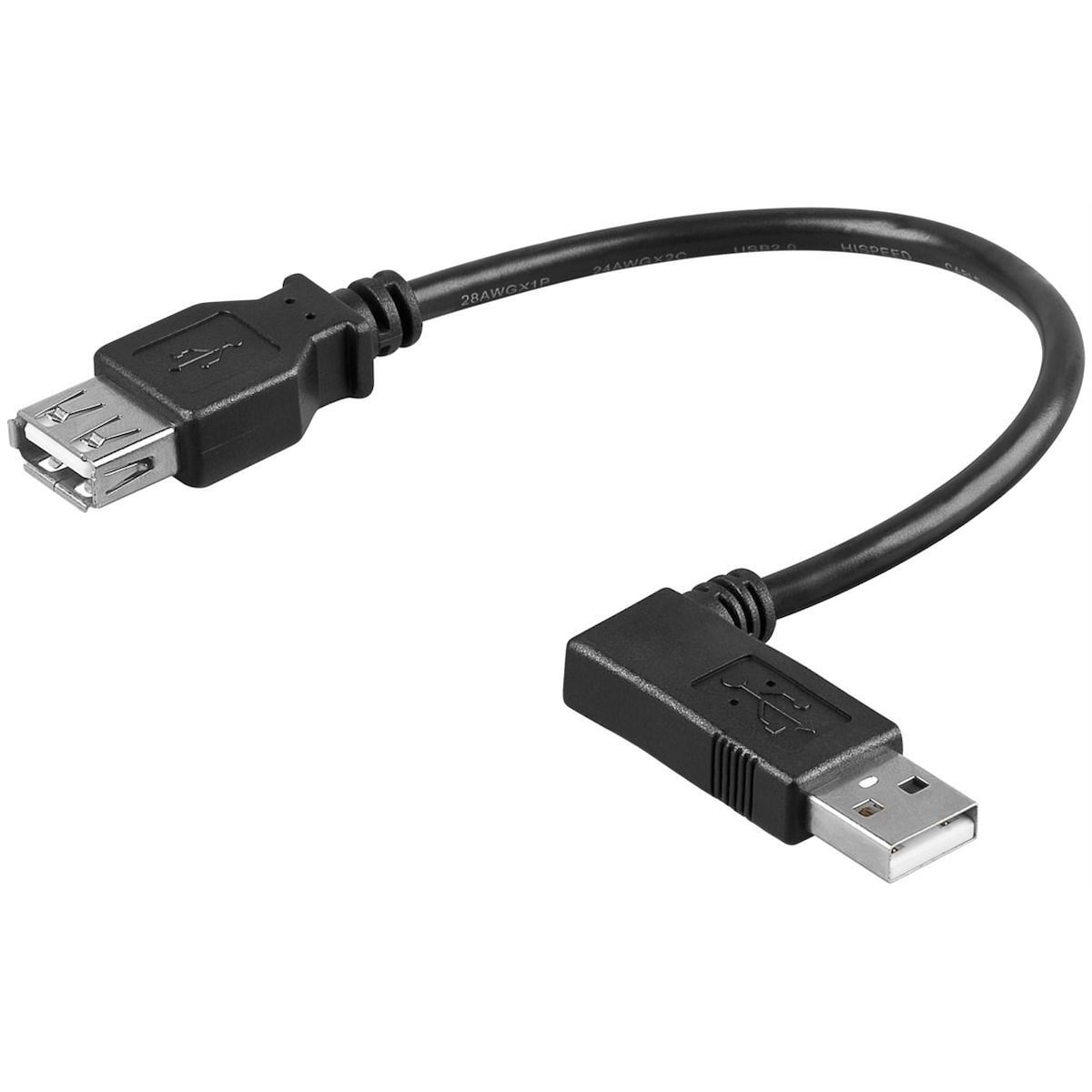 USB 2.0 høyhastighets skjøtekabel, 90°