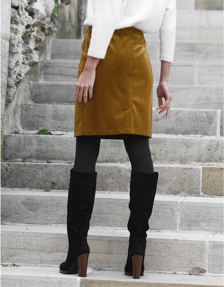 Jupe ocre en velours