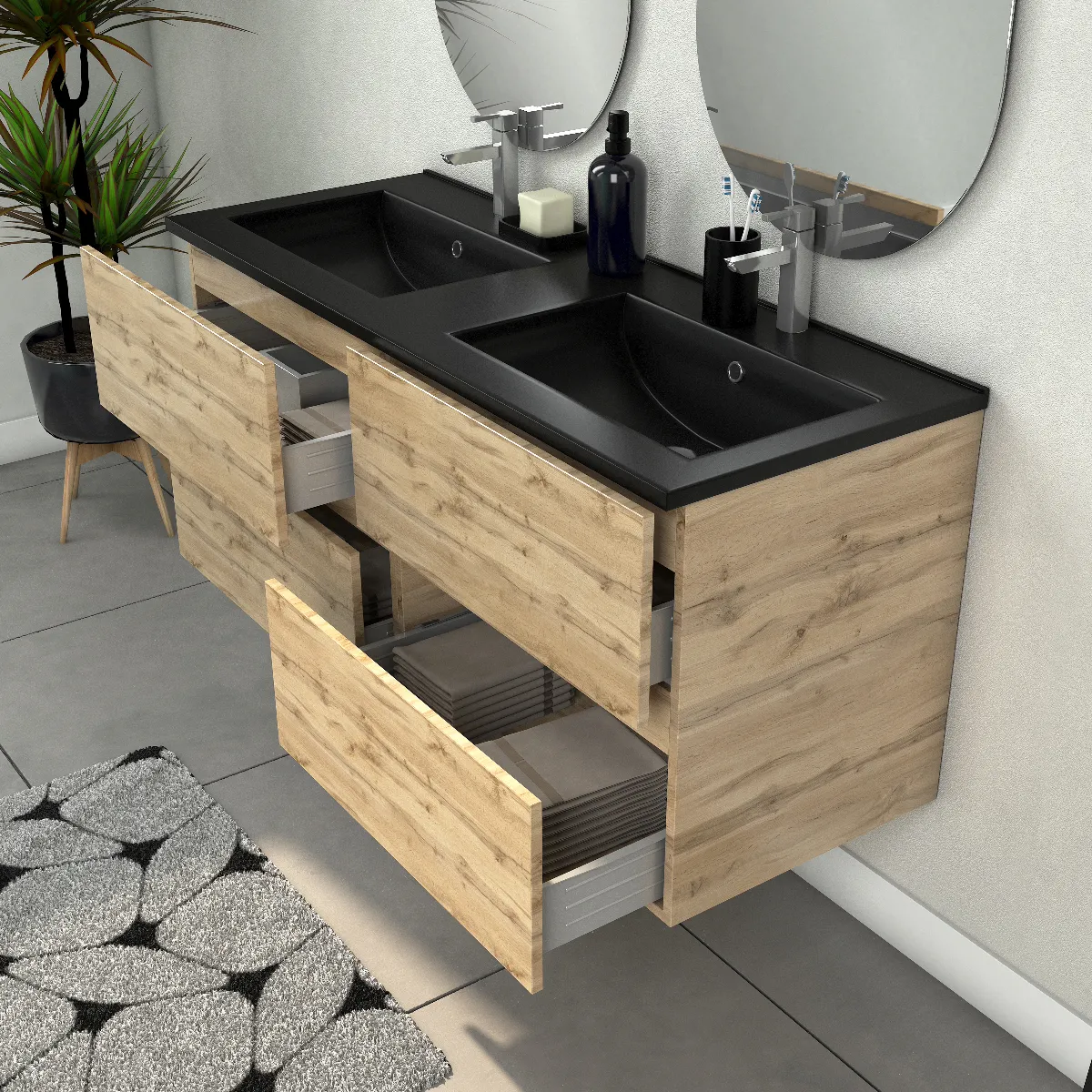AURLANE TIMBER - Meuble salle de bain 120 cm