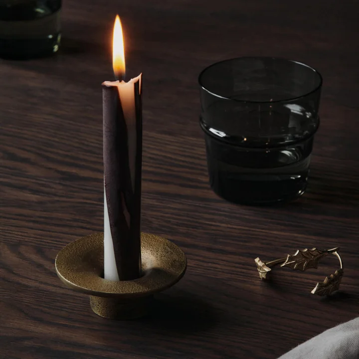 Ferm Living - Dryp Stabkerzen, weiss / warm grey (2er-Set)