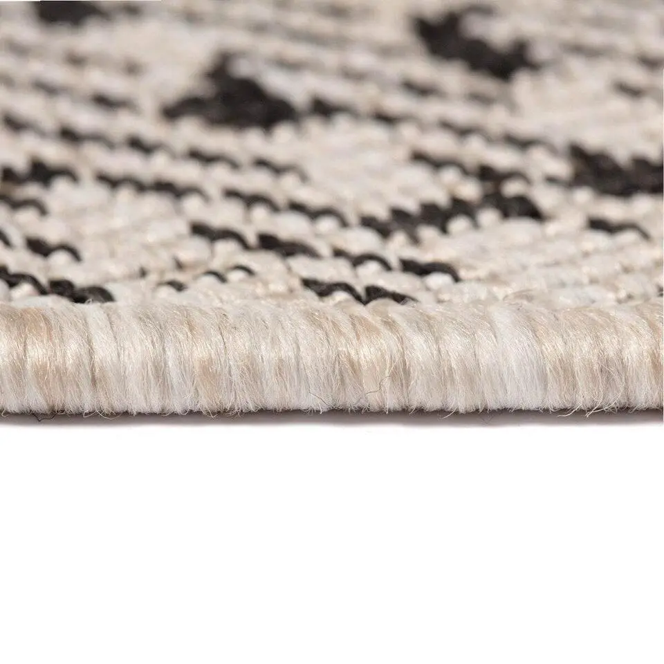 Eva Interior Buitenkleed Zwart Leaf - 200 x 200 cm