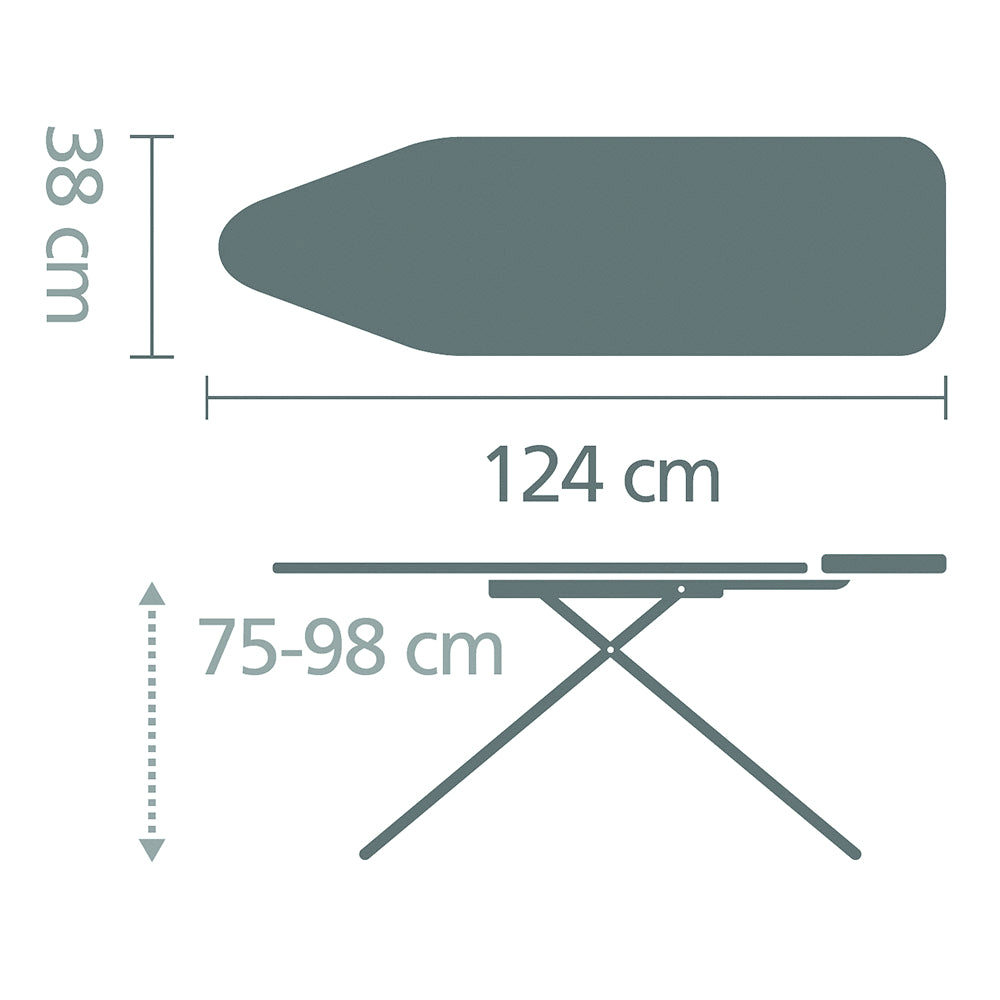Brabantia PerfectFlow Stoomunithouder Strijkplank 124 x 38 cm