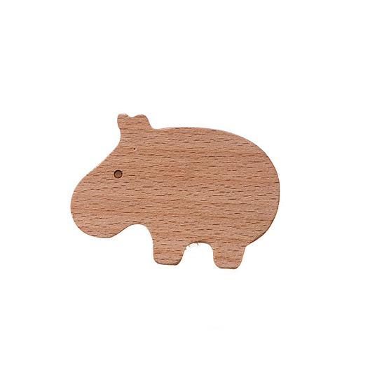 (4er Set) Holz Garderobe Wandhaken Kinder Kleiderhaken - Safari Tiere