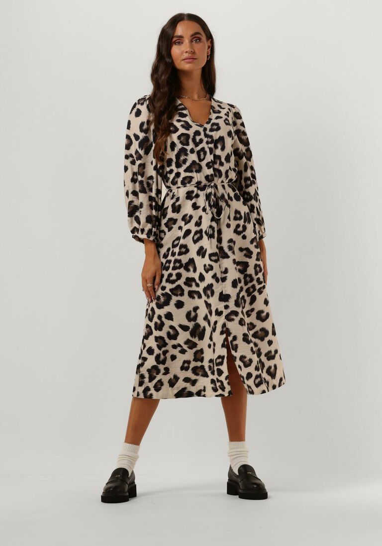 MSCH COPENHAGEN beige msch copenhagen midi jurk mschmanisa taila 3 4 dress aop