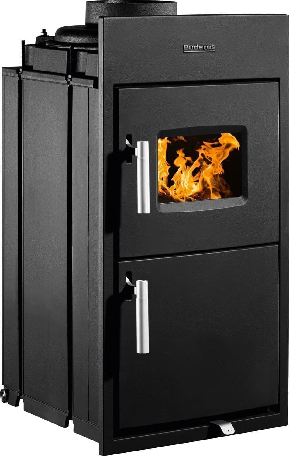 Kachelofeneinsatz Buderus Logaflame HLS117 (Rauchrohranschluss 180 mm senkrecht, Anbauleisten ohne Anbauleisten)