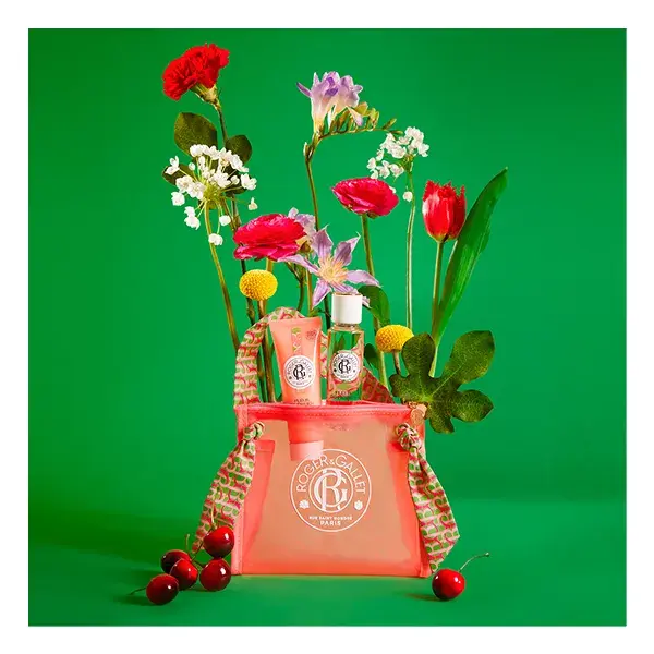 Conjunto de presente Roger & Gallet: Óleo essencial perfumado de flor de figo aquático 30ml e loção corporal.