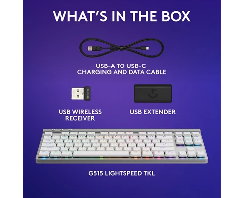 Logitech G515 Lightspeed TKL - Tactile - White - PAN