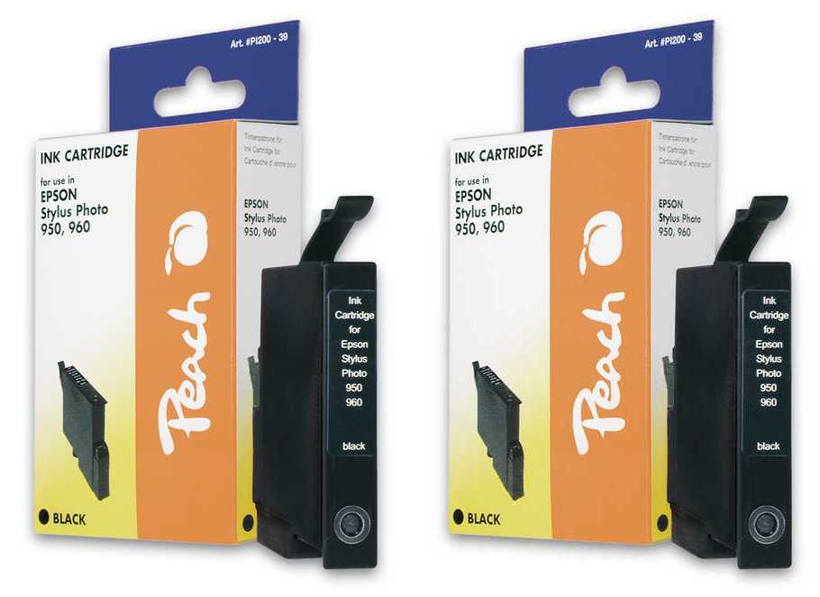 Peach E331 BK 2 Druckerpatronen 2*bk ersetzt Epson T0331BK*2, C13T03314010 für z.B. Epson Stylus Photo 950, Epson Stylus Photo 960