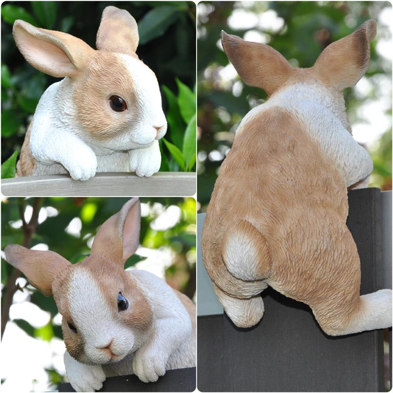 Dazikemo Dekofigur Gartenfigur Hase für Zaun und Trennwand