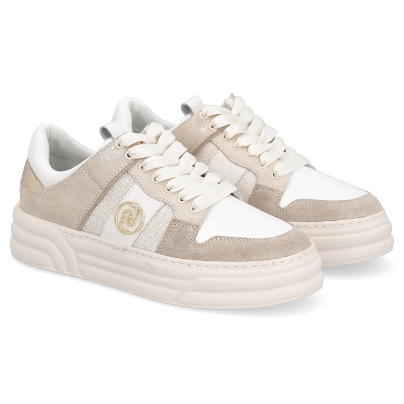 Liu-Jo Sneakers en Cuir Daino beige/blanc