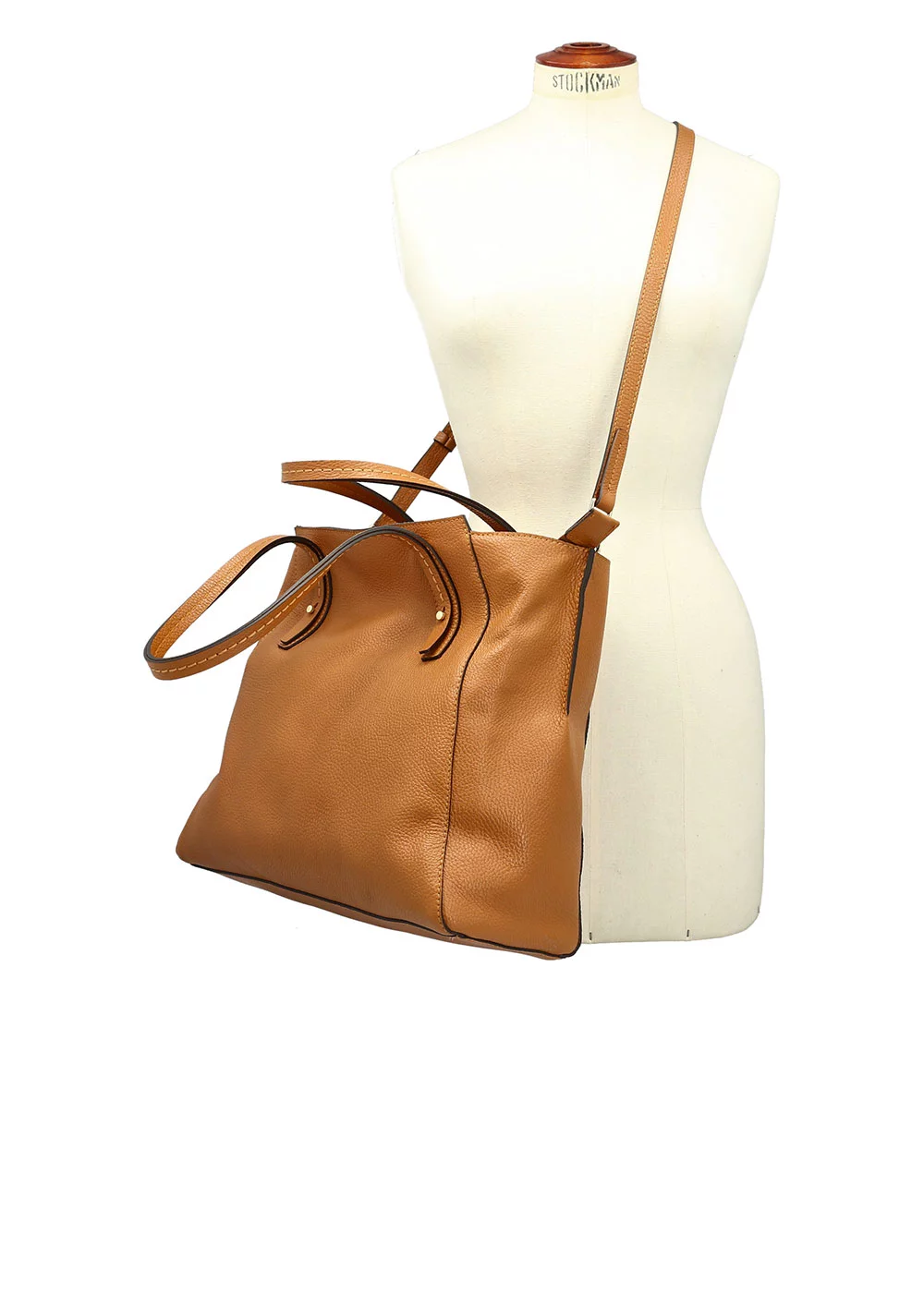 SHOPPING QUITTERIE CUIR CAMEL
