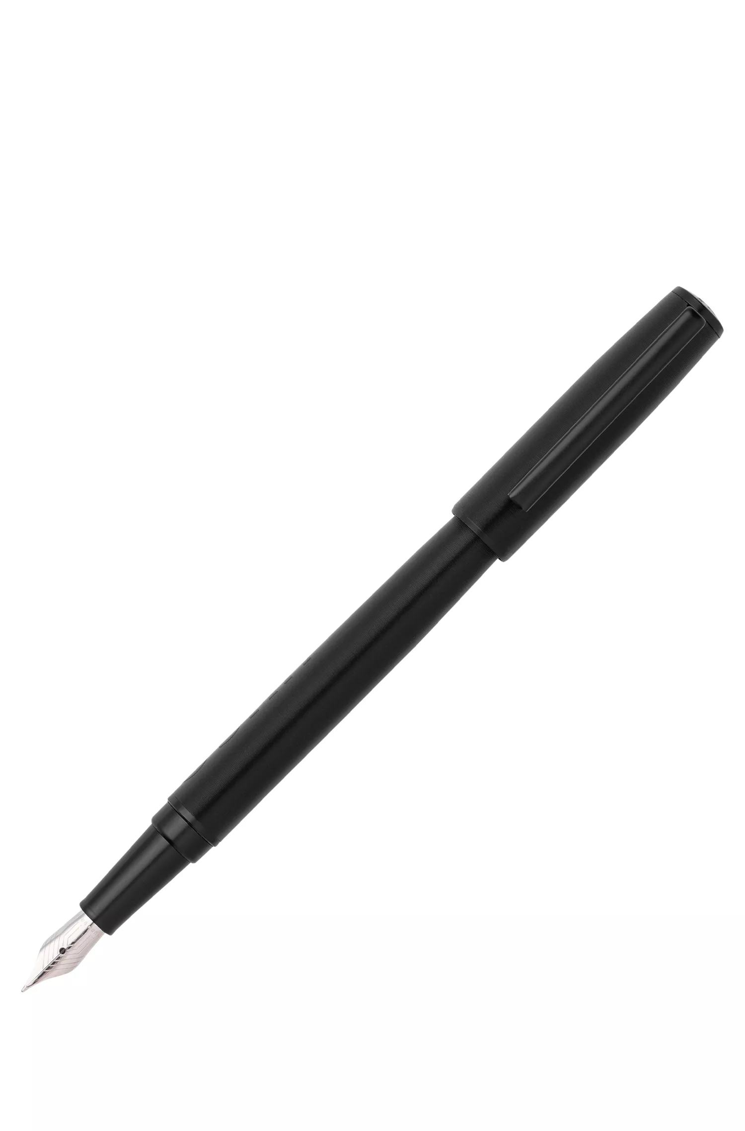 Caneta-tinteiro BOSS preta com logotipo tonal.