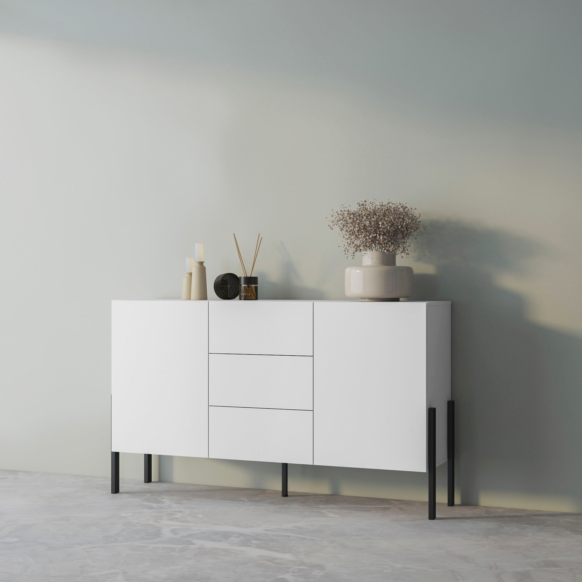 INOSIGN Sideboard »Jukon, Breite 150 bzw.180 cm, moderne grifflose Kommode« Schubladenschrank 2 Türen/3 Schubkästen, push-to-open-Funktion