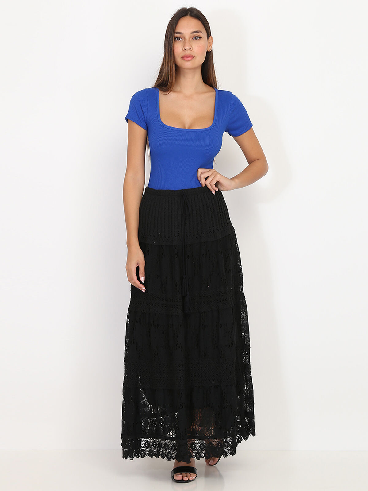 Jupe en crochet et dentelle- Noir