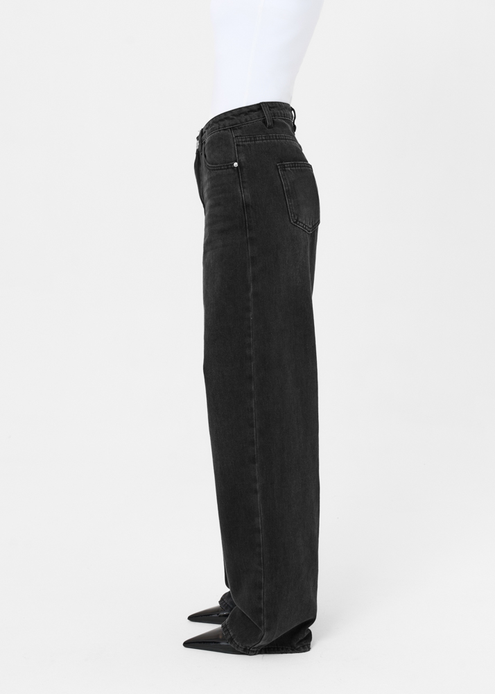 Loose fit jeans iron zwart