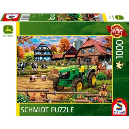 Schmidt Spiele Puzzle - Bauernhof mit Traktor: John Deere 5050E, 1000 Teile