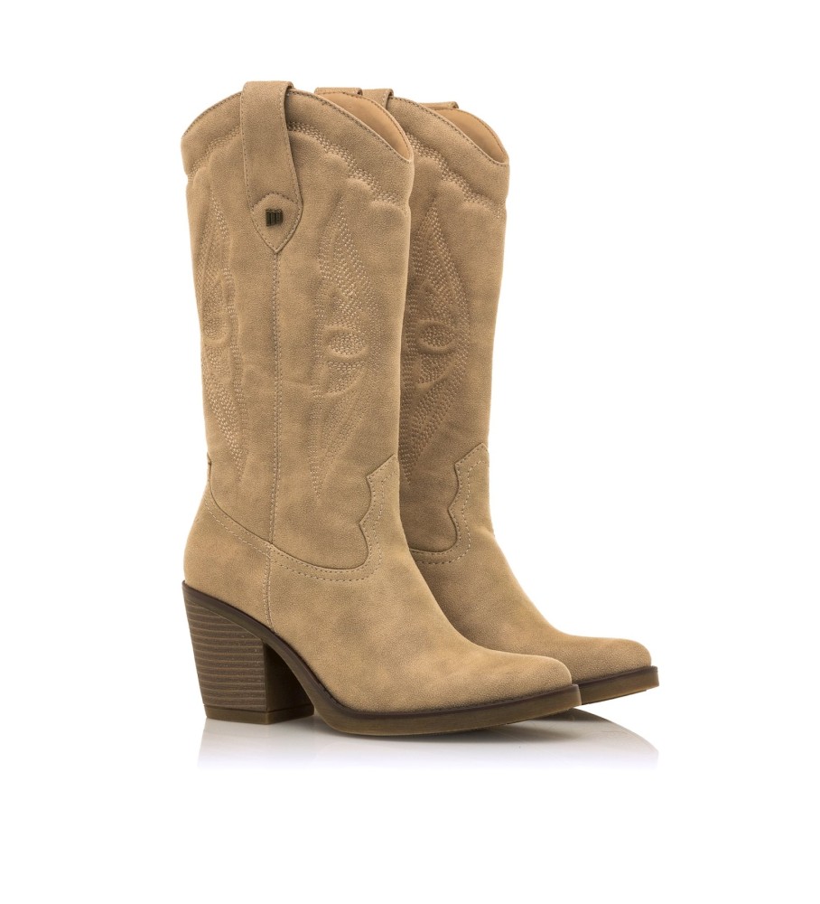 Botas Mustang Tijuana Bege - Altura do Salto 8cm -