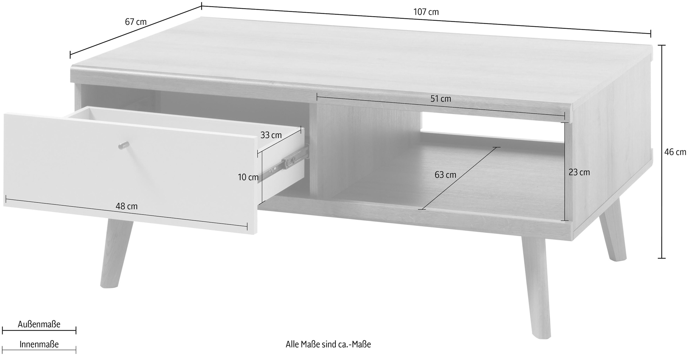 andas Couchtisch »Merle« Scandi Design, Höhe 46 cm