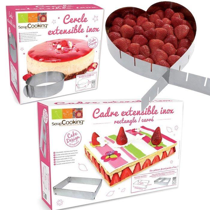 3 cadres pâtisserie extensibles - cœur, cercle & rectangle Youdoit