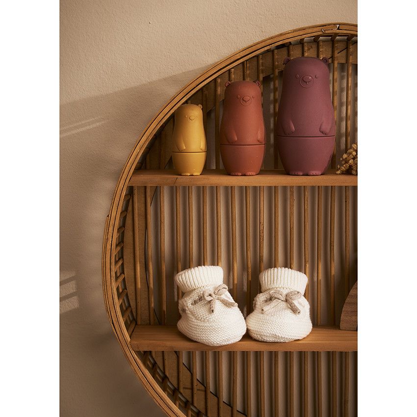 Chaussons naissance en tricot pour bébé - Ecru
