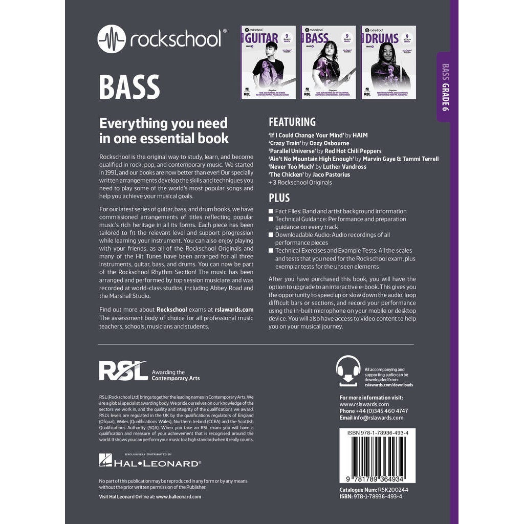 Rock School Limited Bass Grade 6 (2024) basgitaarboek