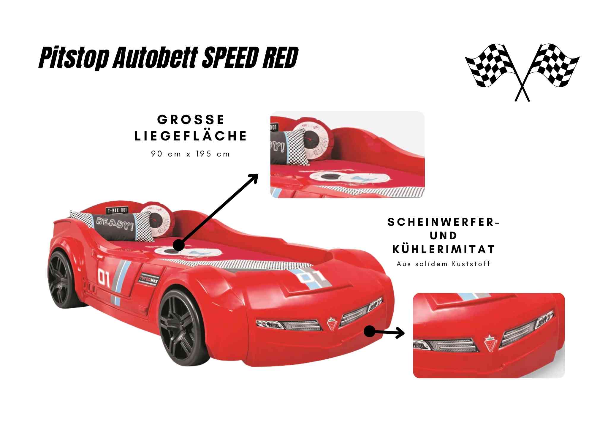 Autobett für Kinder Speed in Rennwagenoptik Rot