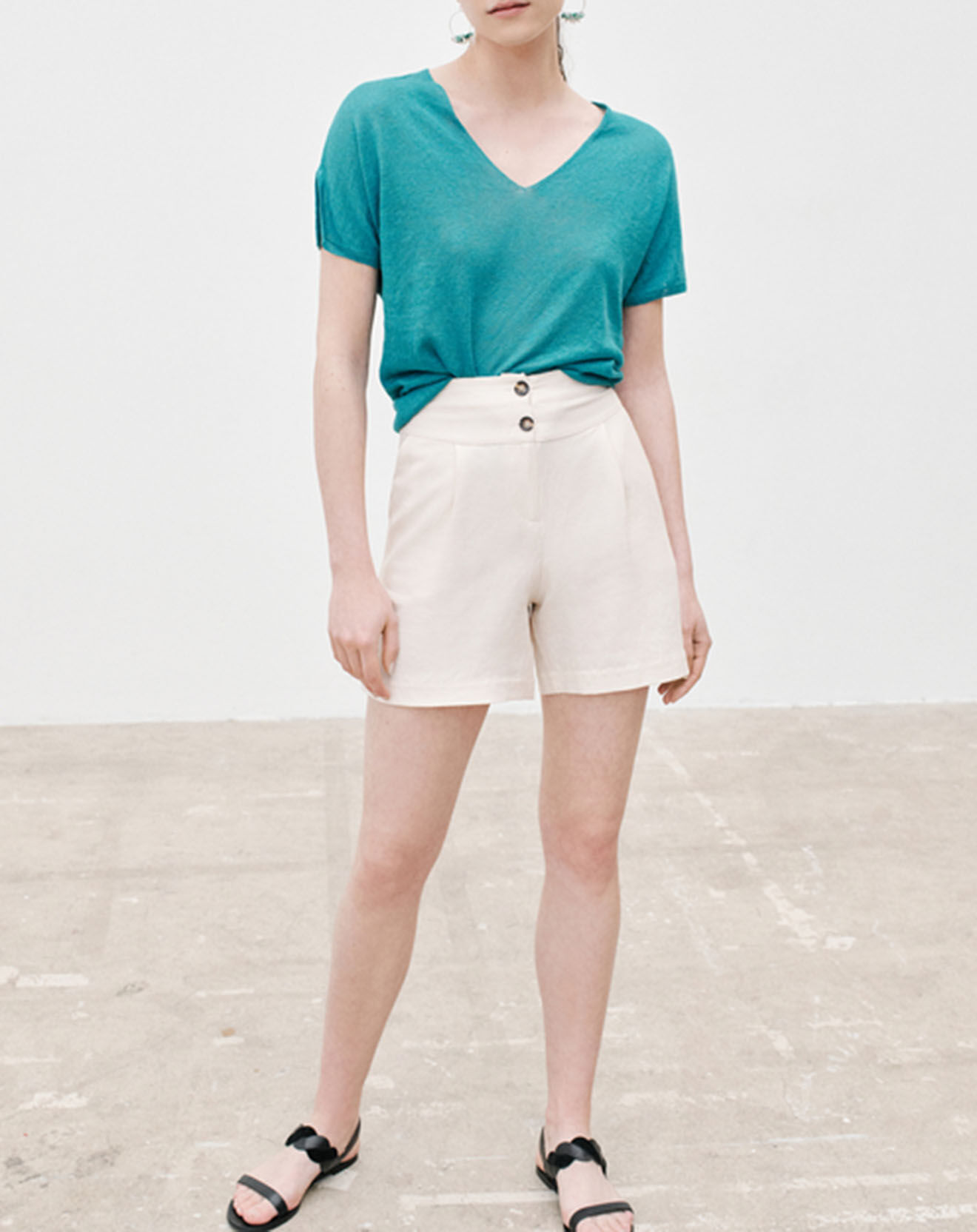 Caroll T-Shirt 100% Lin Milane turquoise