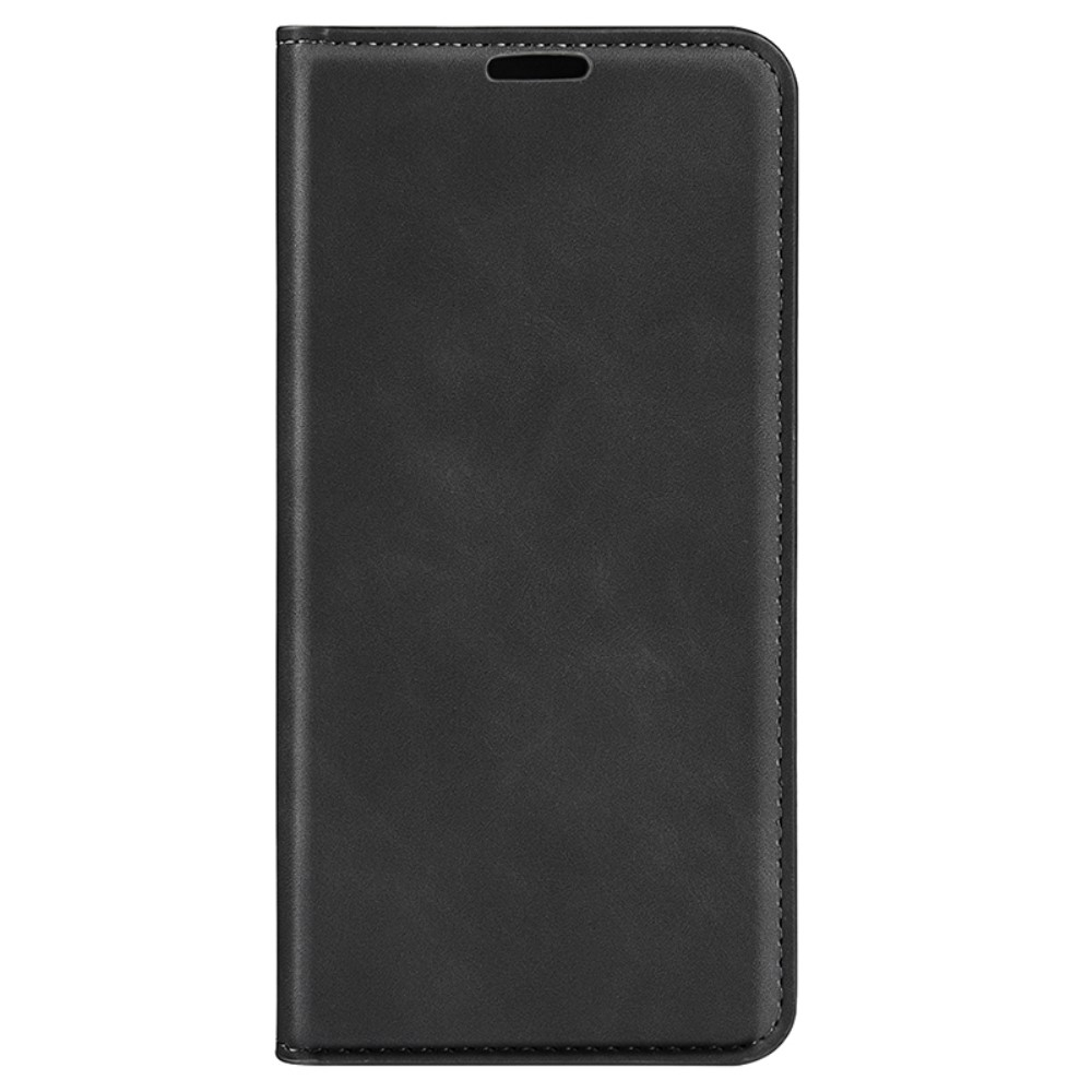 iPhone 16 Pro Vintage Leder Tasche Flip Cover Fashion Design - Schwarz
