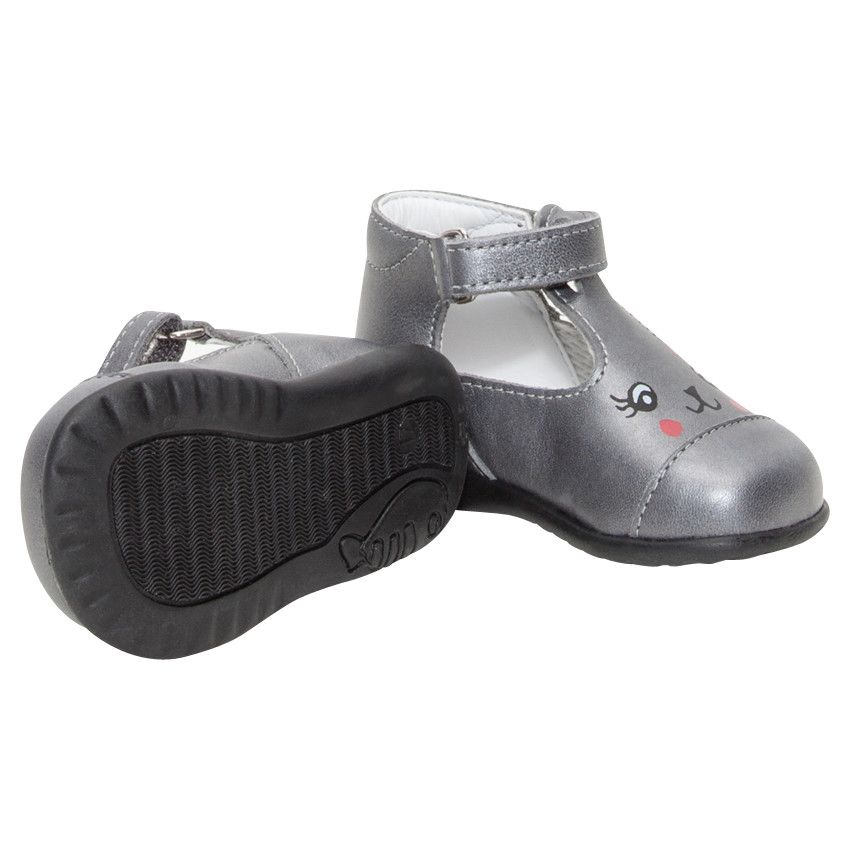 Salomés grises en cuir avec print fantaisie - Gris