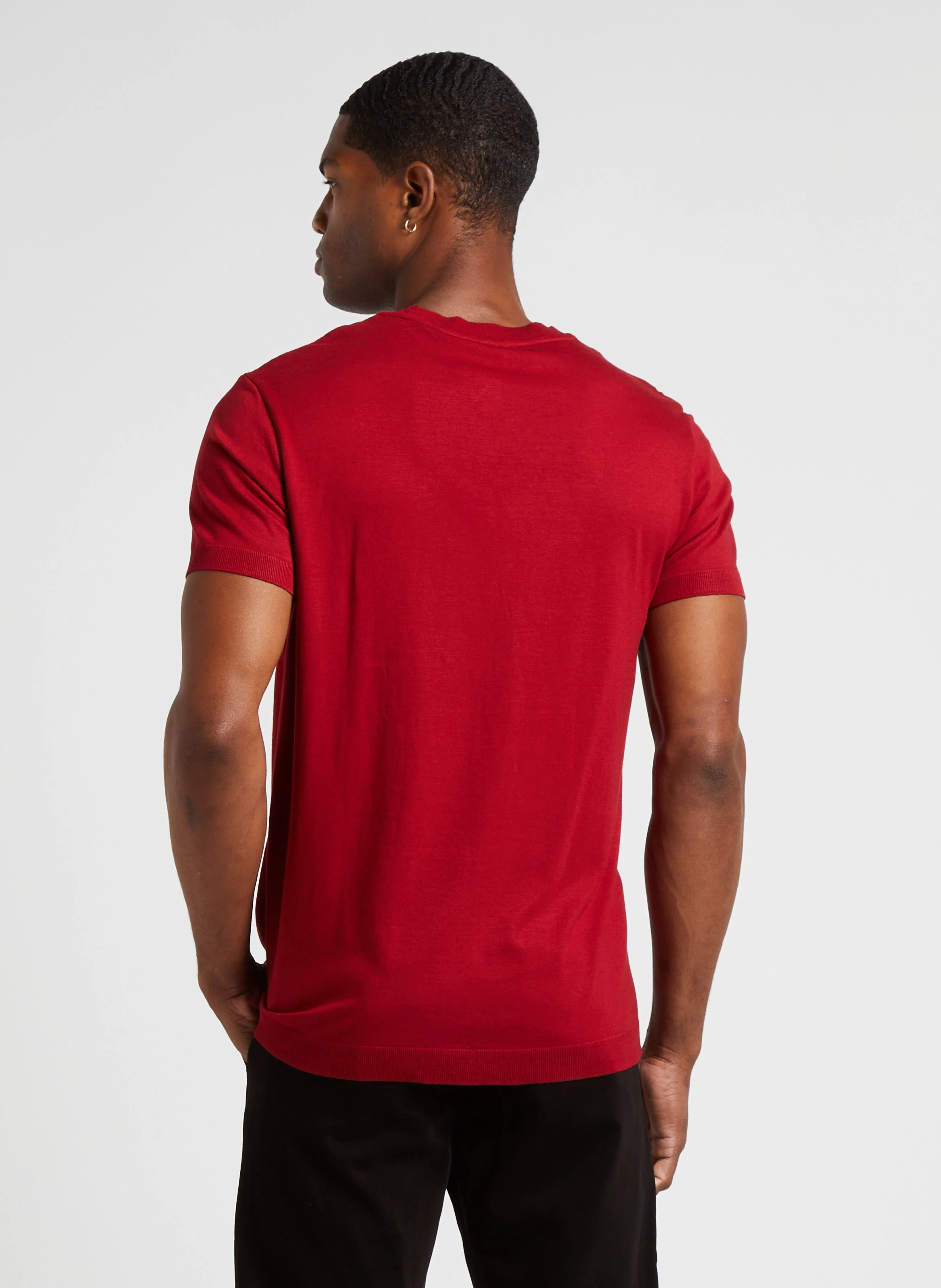 Tee-shirt col rond en coton stretch | Rouge
