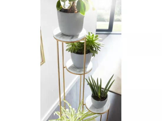 Étagère à Plantes Marbre Véritable Blanc 36,5x107,5x36,5 Support Fleurs
