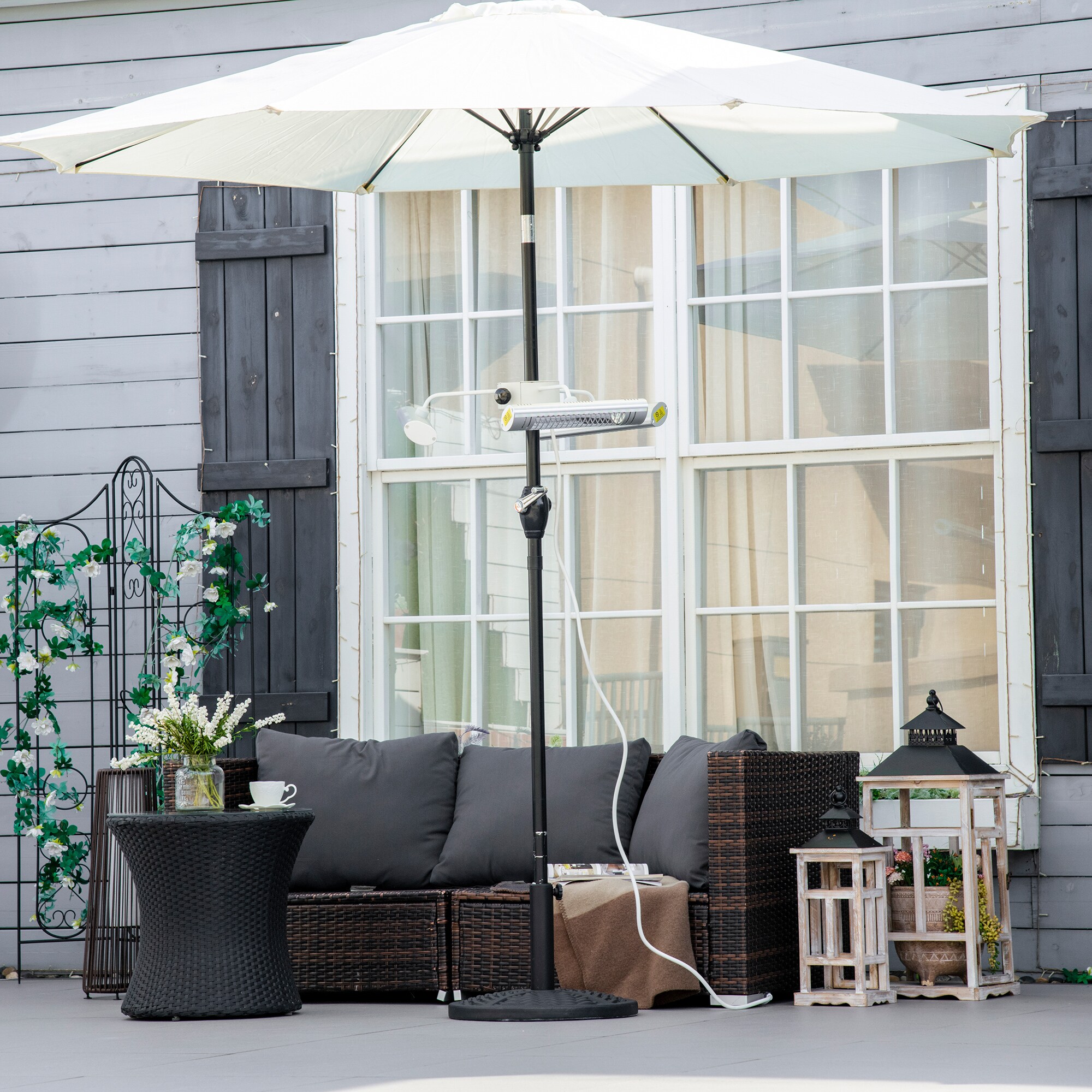 Outsunny Heizstrahler mit Fernbedienung silber 87L x 75B x 22H cm