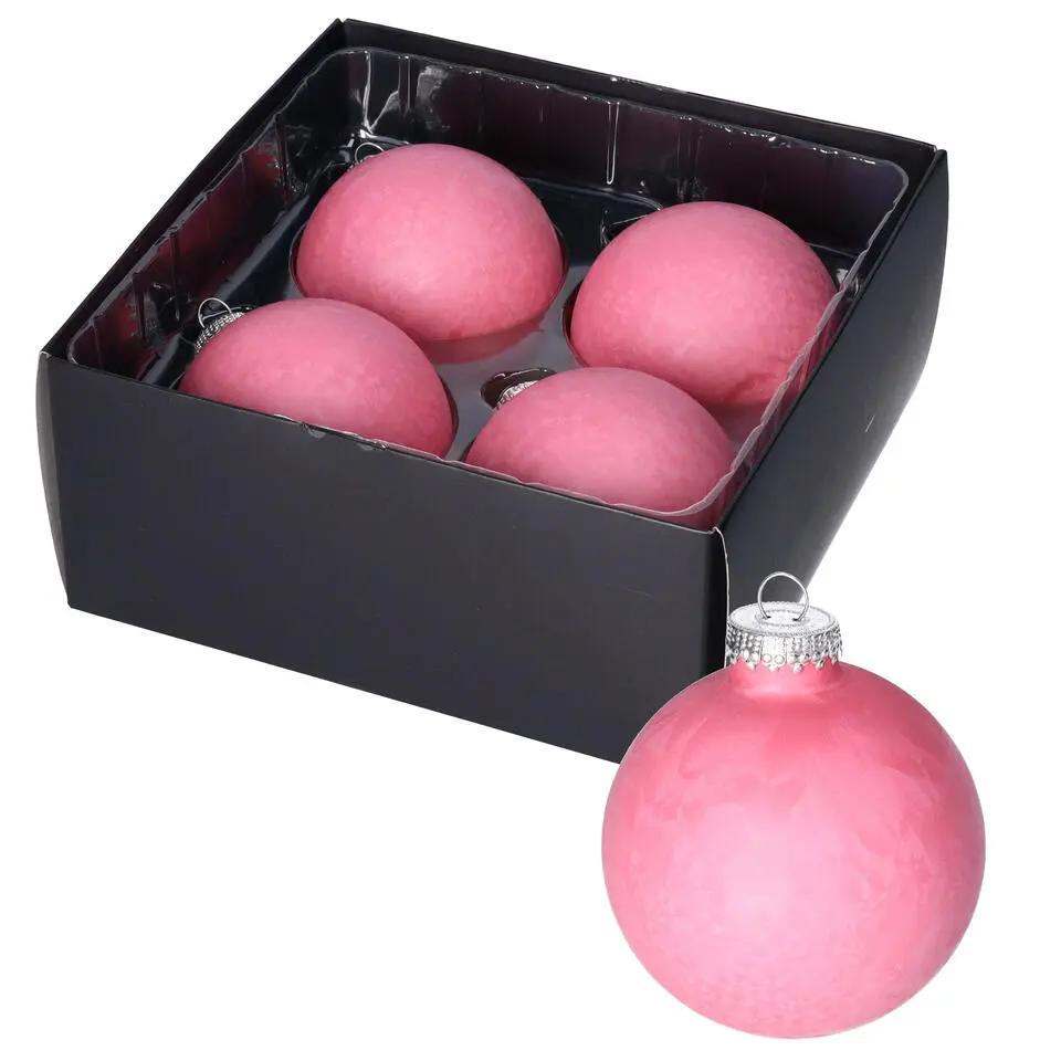 Othmar Decorations Luxe kerstballen - 4x -8 cm - roze -glas