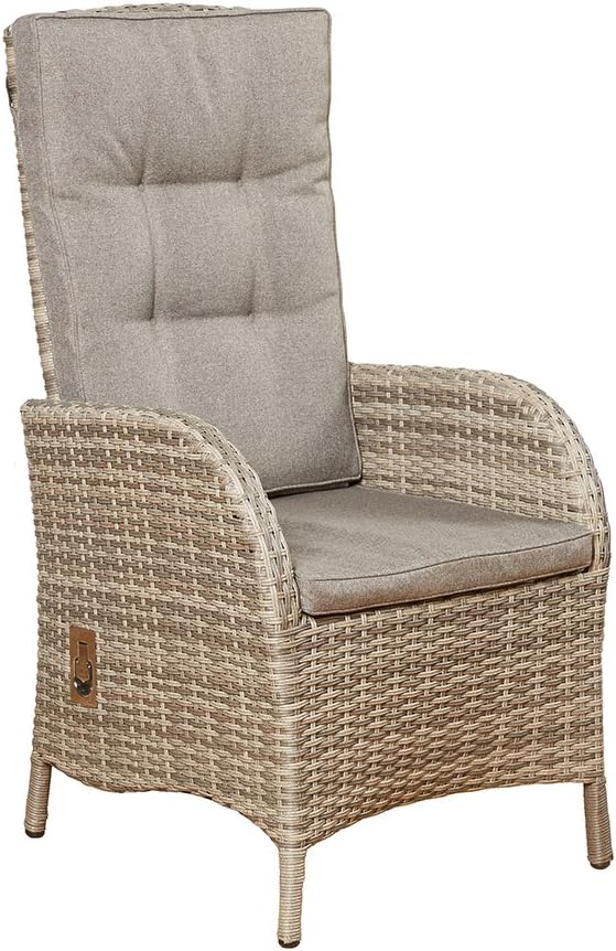 2er Set Positionsstuhl Rabida Champagner Geflecht Gartenstuhl Gartenmöbel