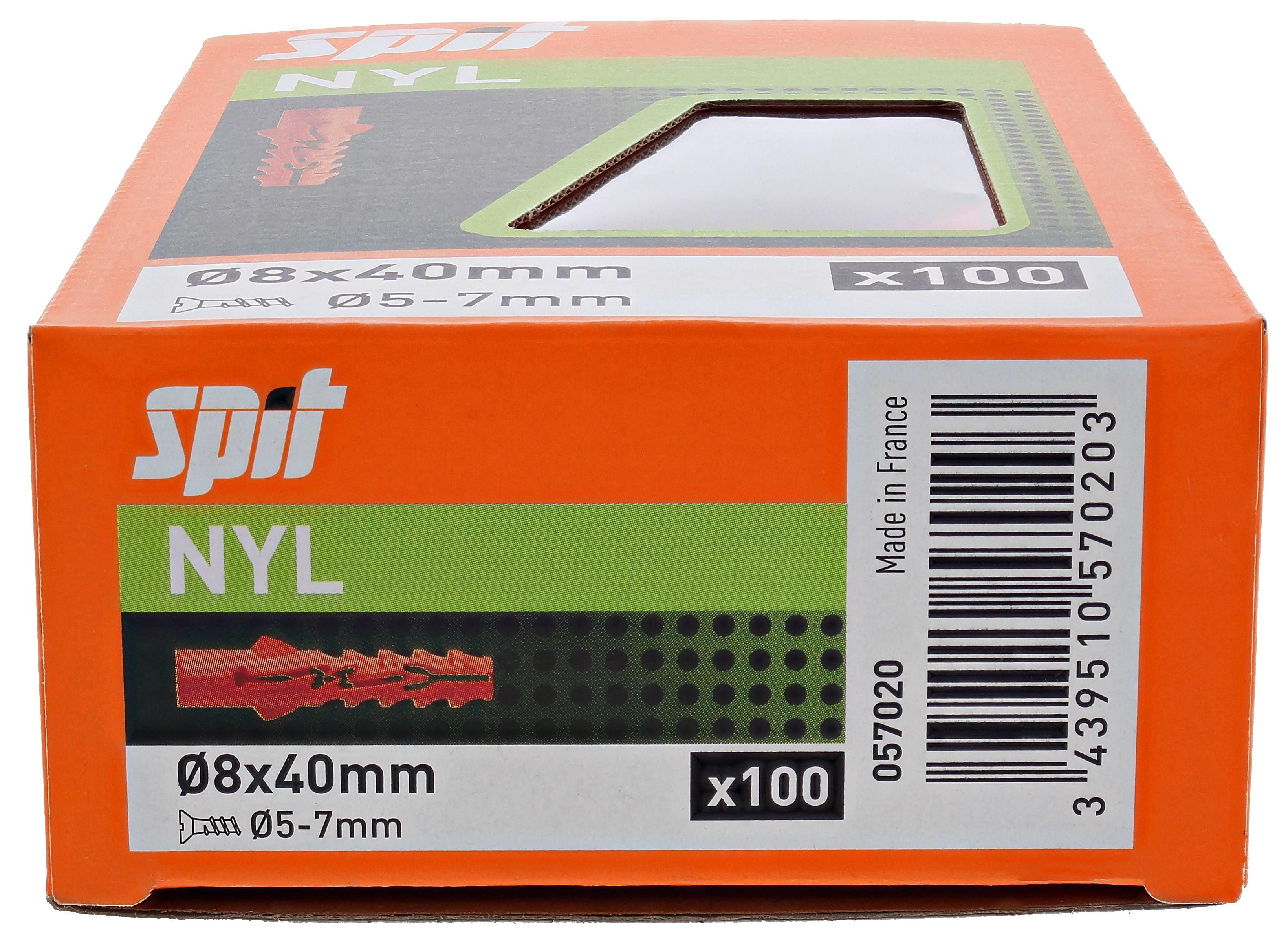 Spit Nylon Plug d.8x40 zonder kraag - 057020