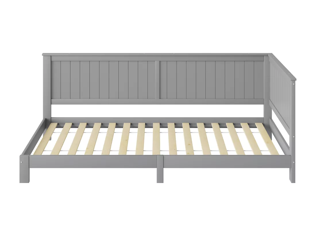 Canapé-lit 90x200 Cm En Bois, Lit Simple Enfant, Gris