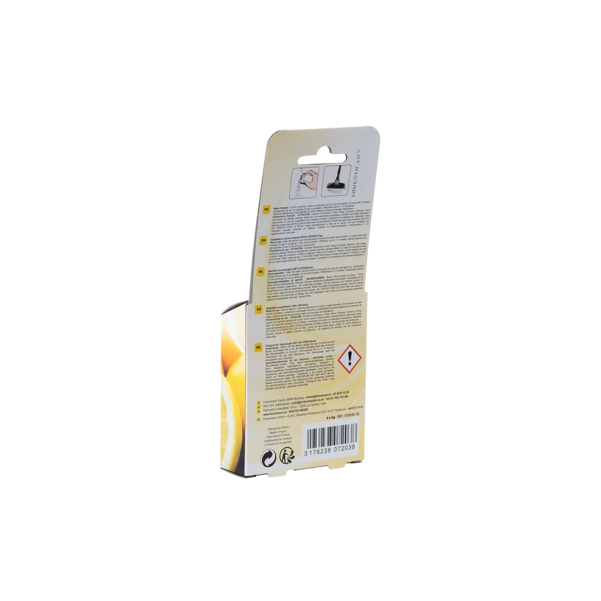 Lot de 4 sachets de granulés parfumants pour aspirateur au citron TopF