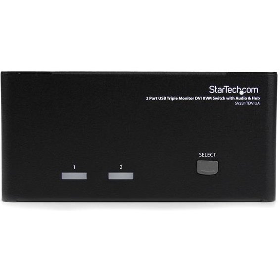 StarTech.com Switch Commutateur KVM USB 2 ports Sortie Vidéo DVI, Audio HUB USB 2.0 3 Écrans - 2 PC