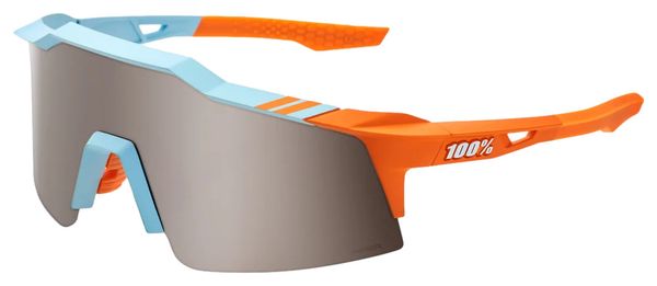 Lunettes 100% Speedcraft SL Soft Tact Bleu / Orange - Lentilles HiPER Miroir Silver