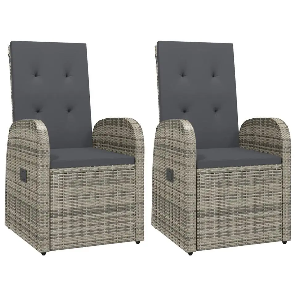 vidaXL - Zitstoel - Grijs - Poly rattan - 2 stuks