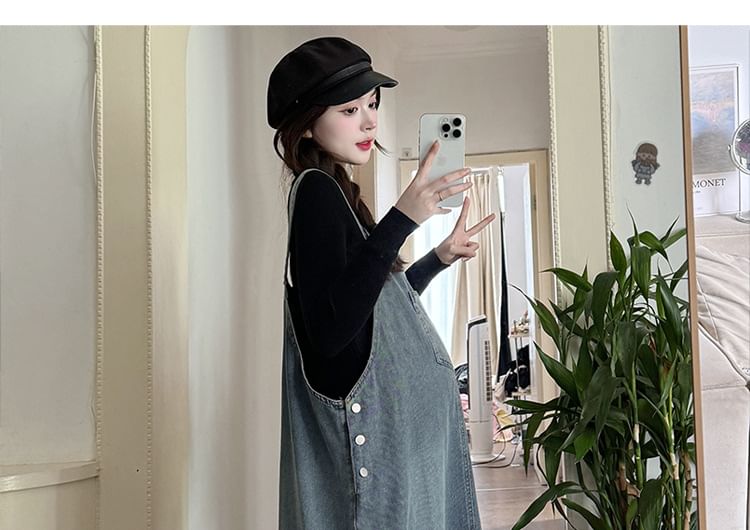 NOA - Zwangerschapsjurk met gewassen denim midi-trui