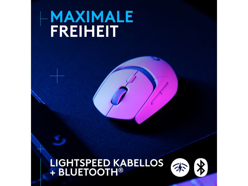 Logitech Gaming-Maus G309 Lightspeed Weiss Kabellose Gaming-Maus mit Lightspeed Wireless und Bluetooth Verbindung