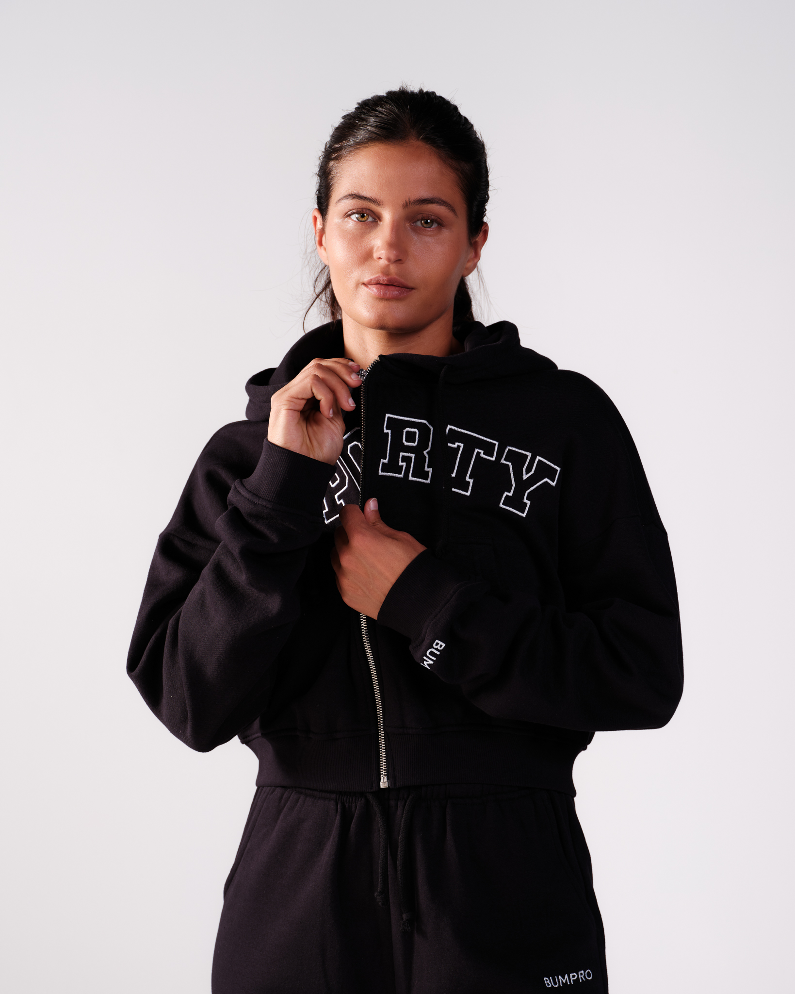 Bumpro Cropped Zip Hoodie Black\Sporty