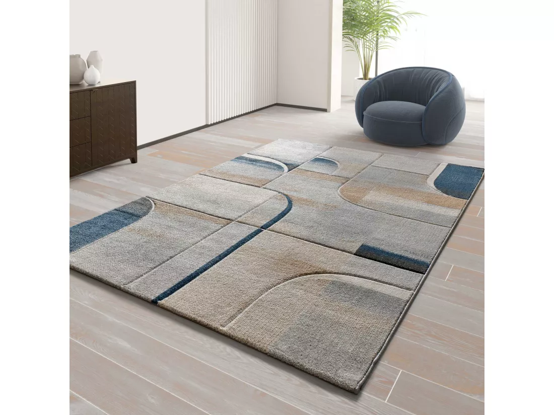Tapis intérieur - abstrait - bleu - 80 x 150 cm - MEDEL